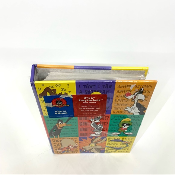 Vintage Looney Tunes Gang 1997 Taz Bugs Bunny 4x6 Pocket Memo Binder Photo Album - Picture 3 of 12